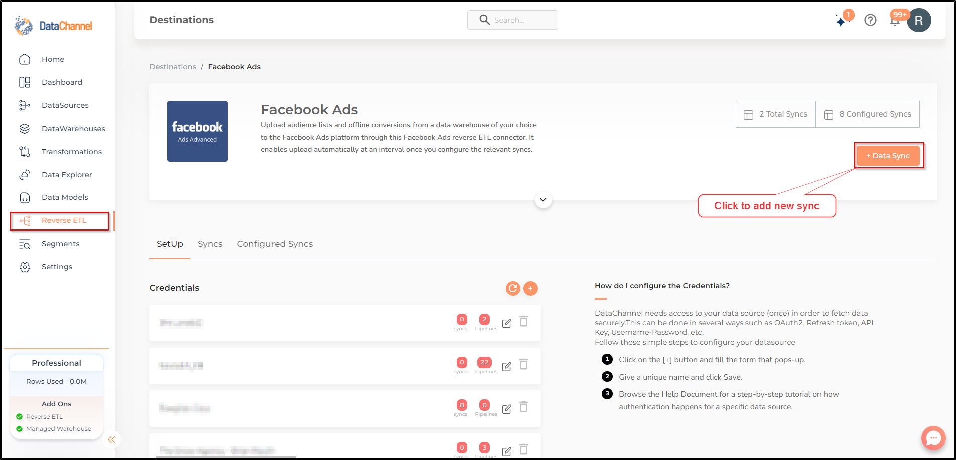 facebookads data source detail