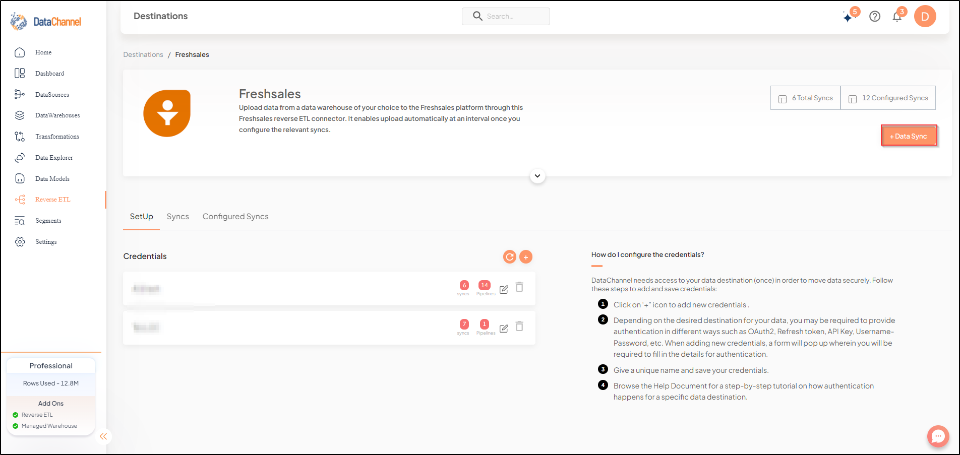 freshsales reverse data destination detail