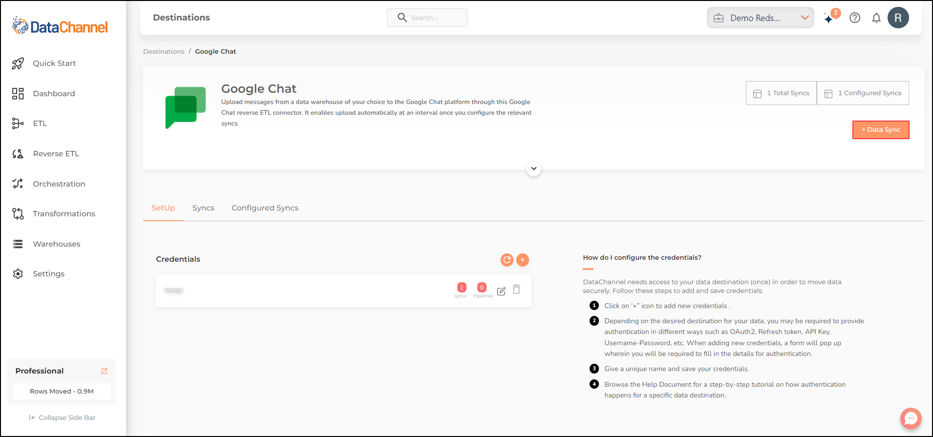 google chat data source detail