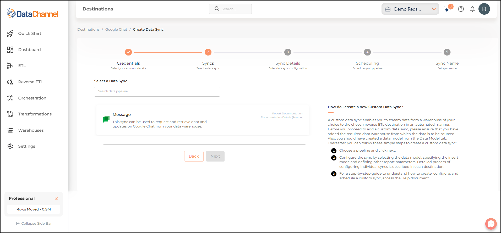 google chat syncs list