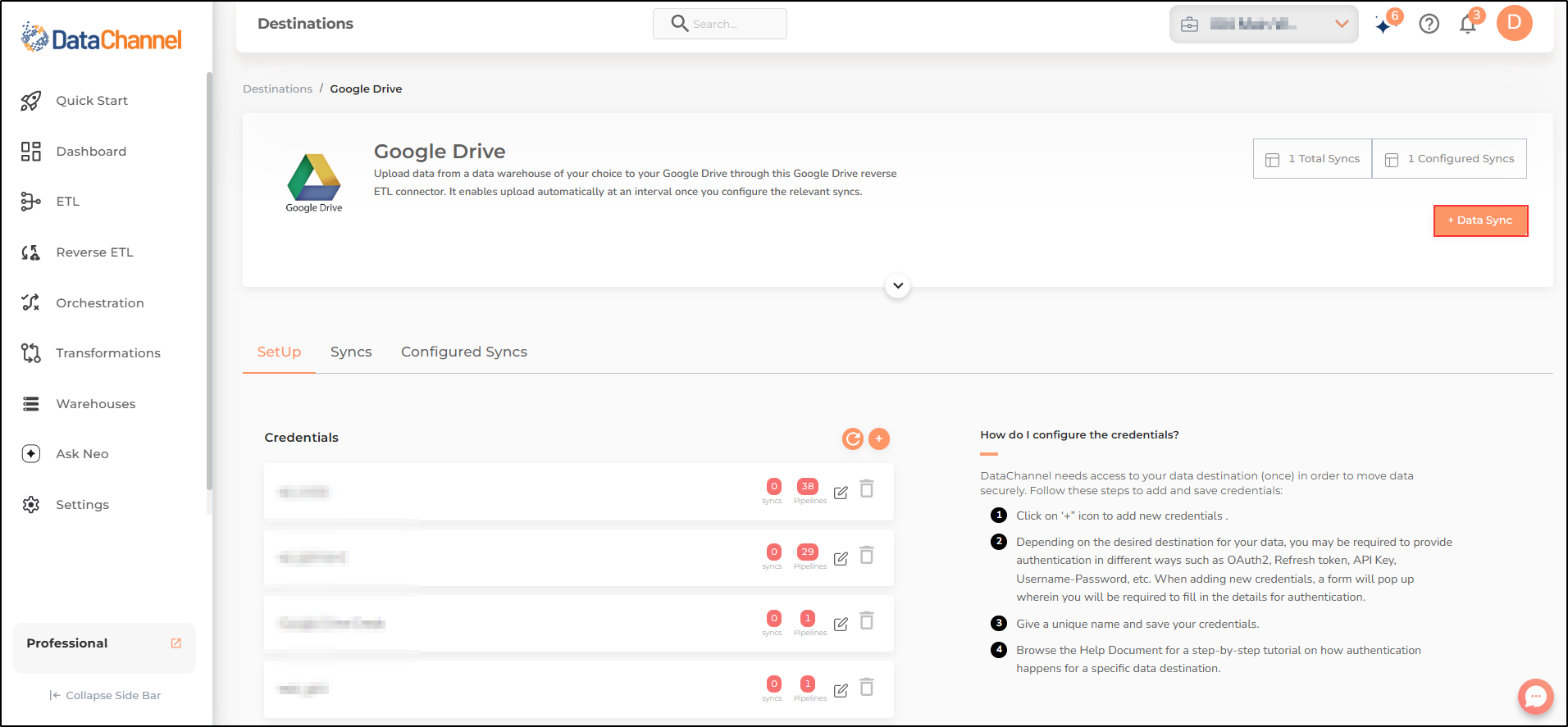 google drive data destination detail