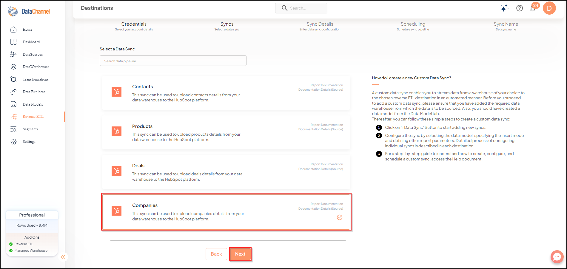 hubspot reverse companies list