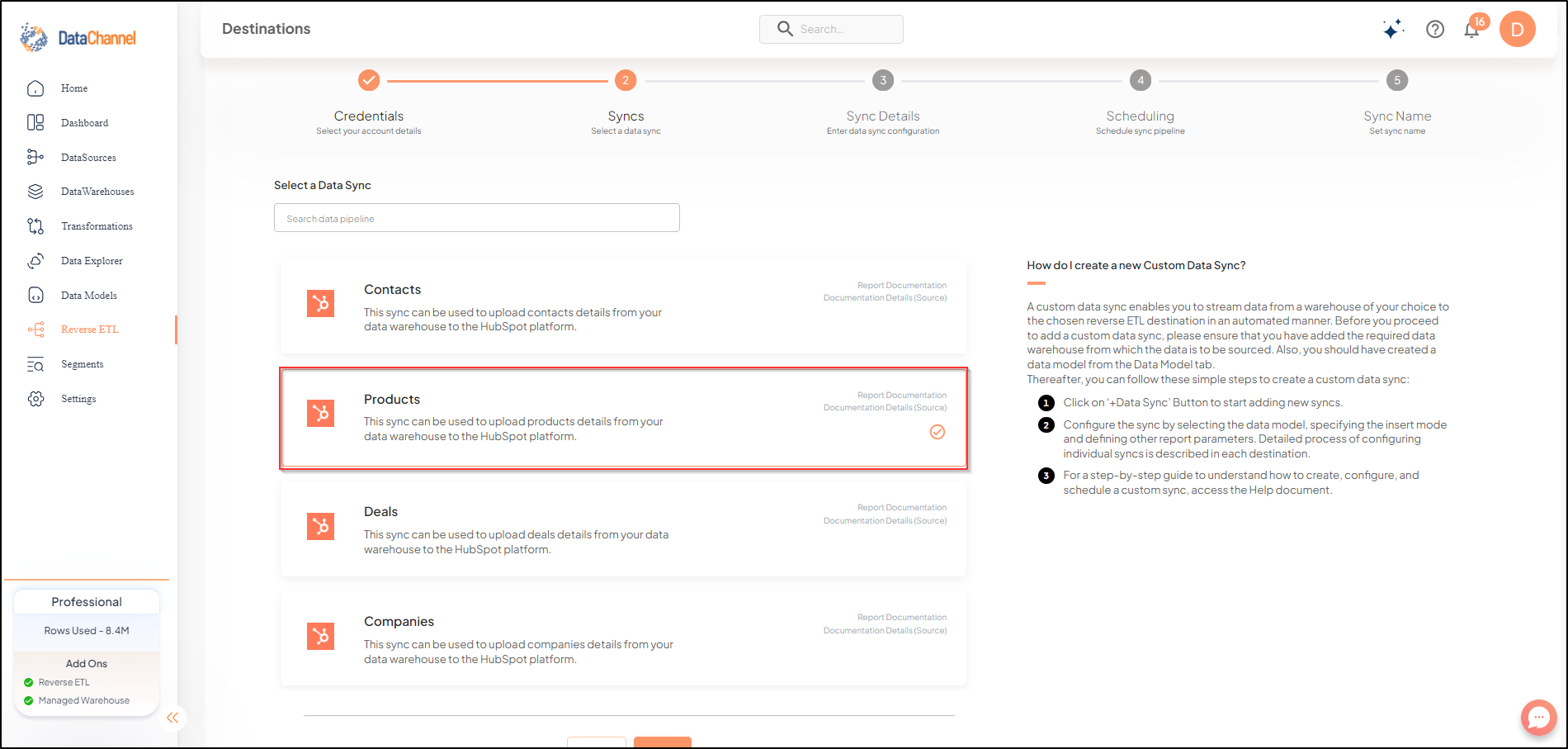 hubspot reverse products list