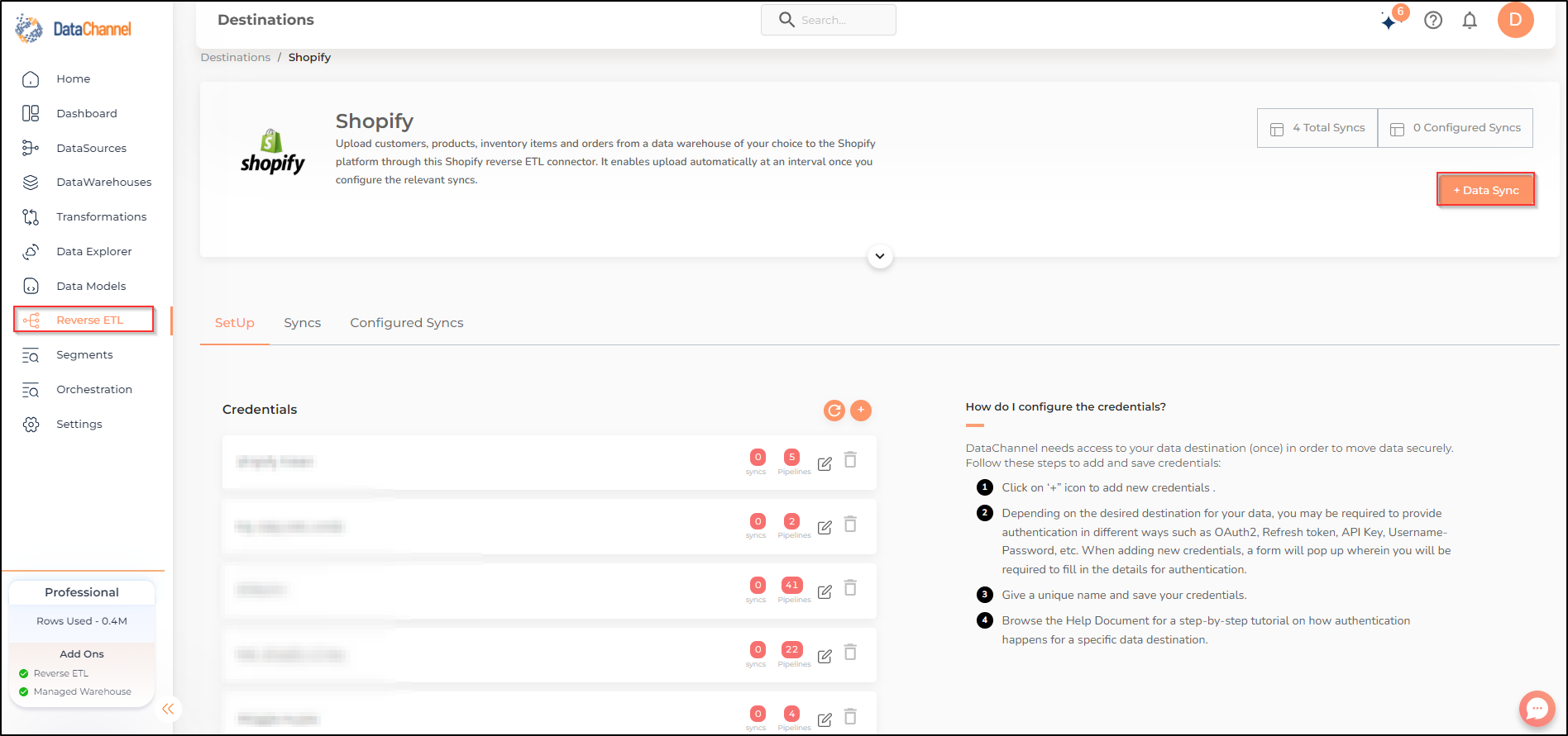 shopify reverse data destination detail