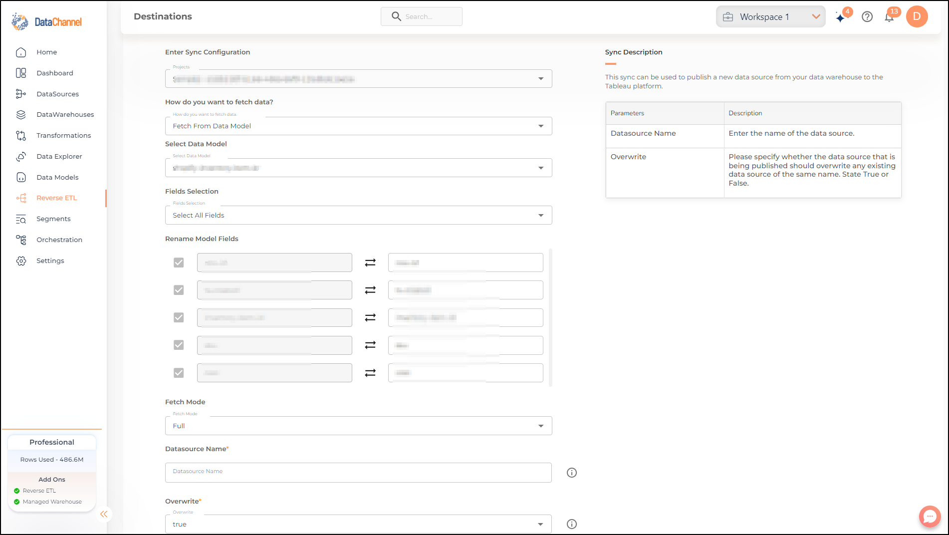 tableau publish new datasource config