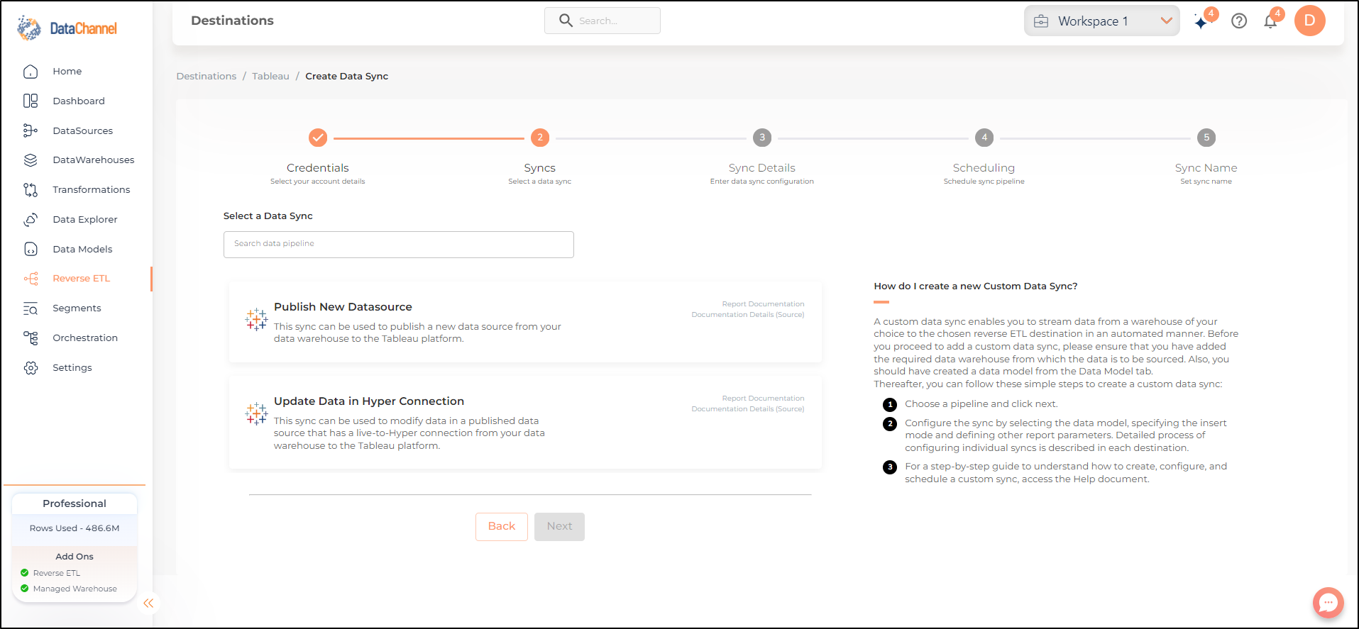 tableau syncs list