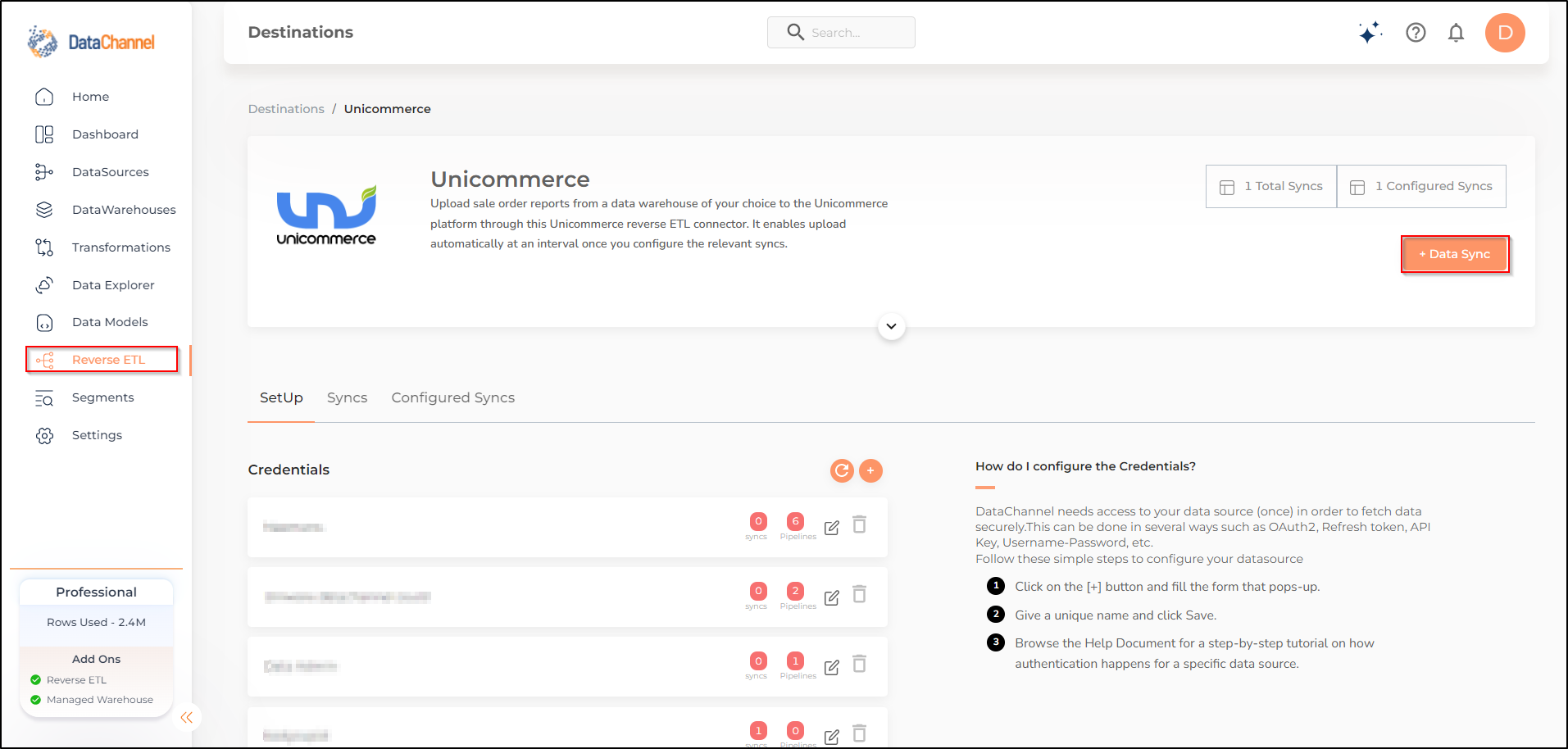 unicommerce reverse data source detail