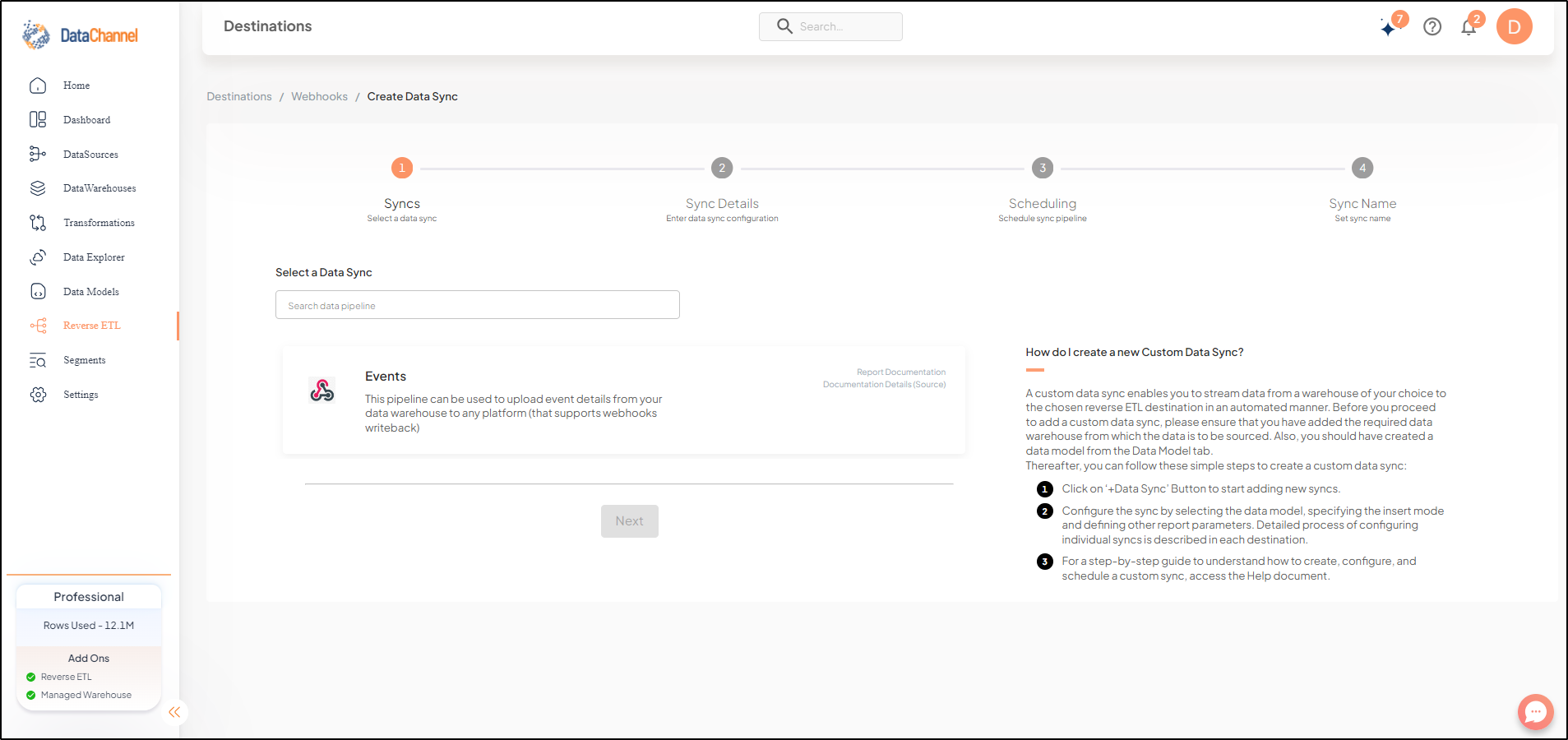 webhooks reverse syncs list