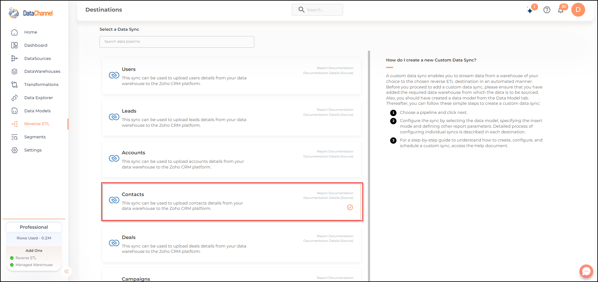 zoho crm reverse contacts list